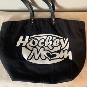 Black and White Hockey Mom Tote Bag